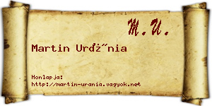 Martin Uránia névjegykártya